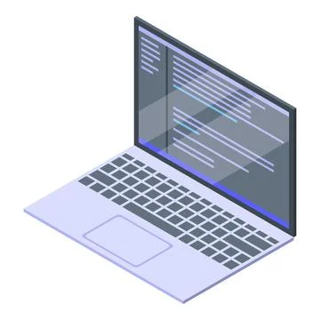 Laptop programming icon, isometric style Illustrazione stock