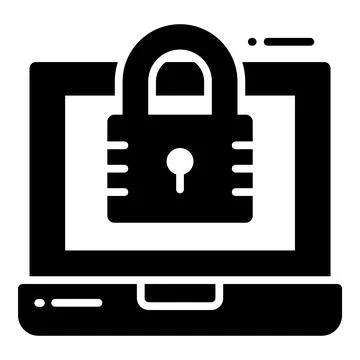Laptop, Protection and security vector icons set cyber computer network bus.. Illustrazione stock