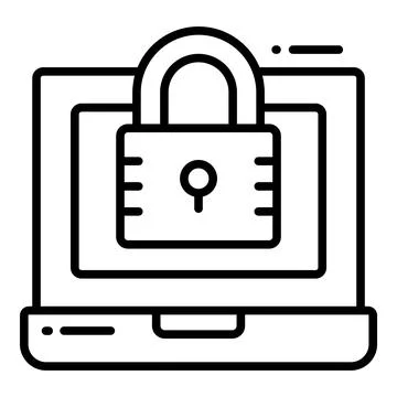 Laptop, Protection and security vector icons set cyber computer network bus.. Stockillustratie