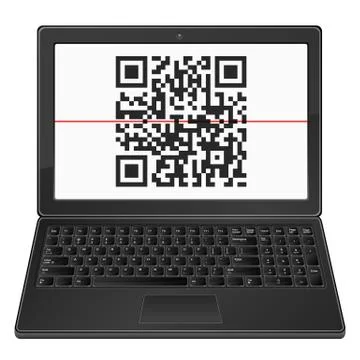 Laptop with qr barcode Stock Illustration