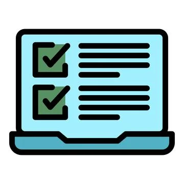 Laptop quiz icon vector flat Stock Illustration