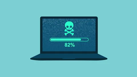 Laptop with rain code, system alert notification 2d Animation with Alpha Matte Stock Footage 335801057
