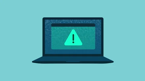 Laptop with rain code, warning process 2d Animation with Alpha Matte Stock-Footage 335801036