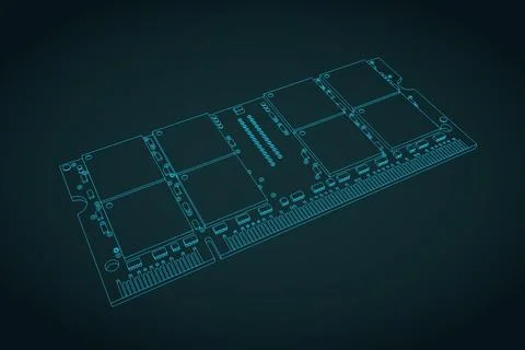 Laptop RAM module illustration Stock Illustration