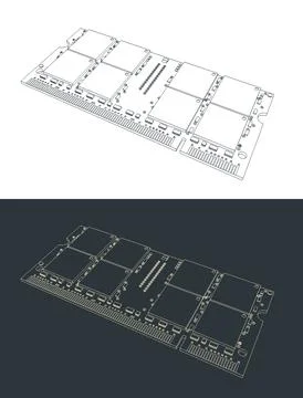 Laptop RAM module illustrations Stock Illustration