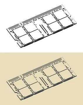 Laptop RAM module isometric illustrations Illustrazione stock