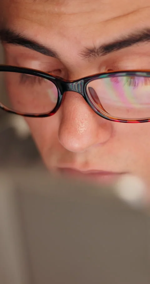 Laptop, reading and thinking with designer man in office for development or Stock Footage 327710696