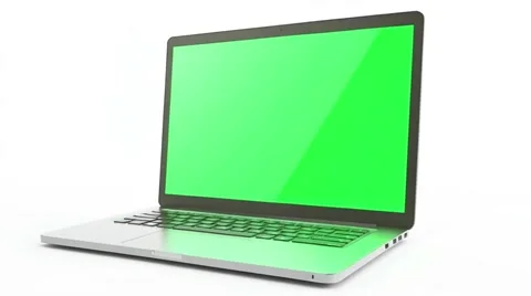 Laptop realistic 3d rendered model, animated mockup with green screen Video stock 312321132