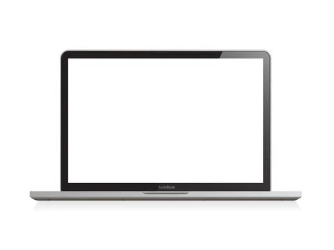 Laptop realistic computer in mockup style. Laptop isolated on a white backgro Stock Illustration
