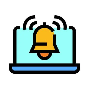 Laptop receiving ringing bell notification alert message Stock Illustration