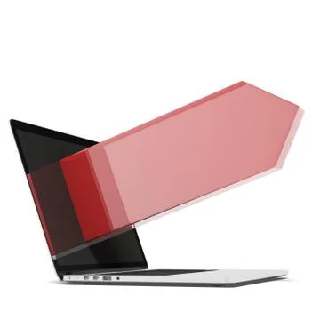 Laptop with red arrow Illustrazione stock
