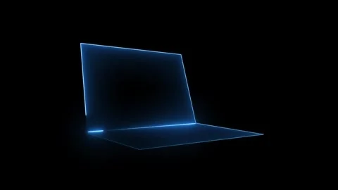 Laptop with red neon error message on screen. Laptop error symbol for syste.. Stock Footage 337816594