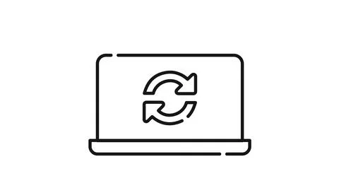 Laptop refresh and software update icon 库存插图