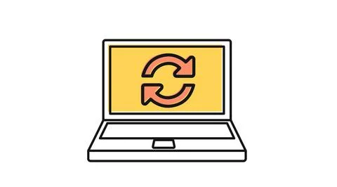 Laptop refresh and software update icon Ilustración de archivo