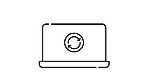 Laptop with refresh arrows circle on screen vector icon. 스톡 일러스트