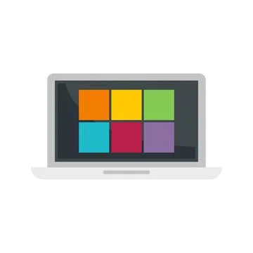 Laptop remote control icon flat isolated vector Stock Illustration