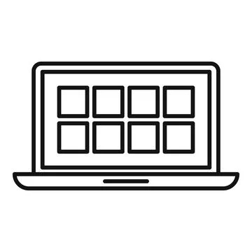 Laptop remote control icon, outline style Stock Illustration