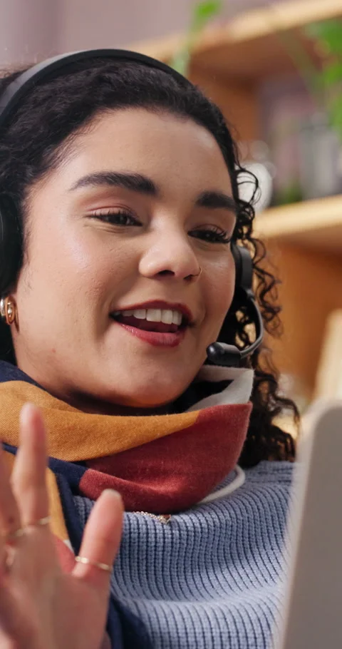 Laptop, remote work and support with happy woman in home living room for Stock Footage 333728134