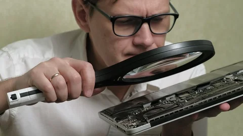 Laptop repair. Microchips close up Video stock 127549925