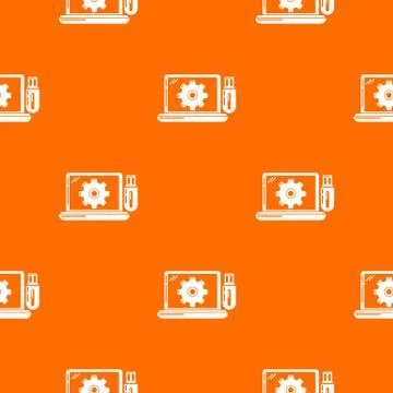Laptop repair pattern orange Stock Illustration
