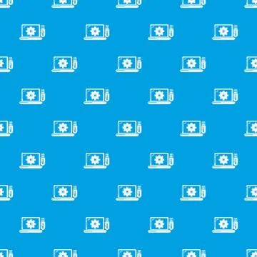 Laptop repair pattern vector seamless blue 스톡 일러스트