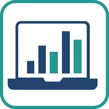 Laptop report data analysis presentation icon 스톡 일러스트