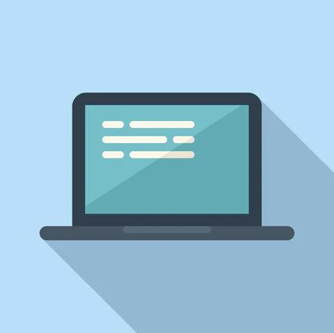 Laptop report icon flat vector. Market finance Stock Illustration