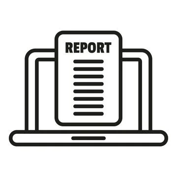 Laptop report icon outline vector. Business document Illustrazione stock