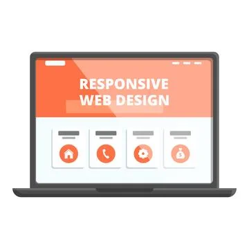Laptop responsive web design icon cartoon vector. Software user care イラスト素材