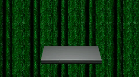 Laptop revolving with binary code HD Stock-Footage 110330