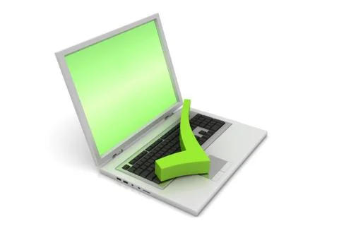Laptop with right mark Free Stock Illustration