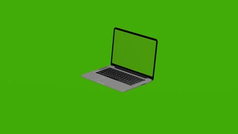 Laptop rotates on a green background Video stock 279078591