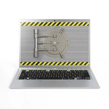 Laptop with a safe lock. Stock Illustration