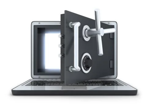 Laptop safe, view front Stock Illustration