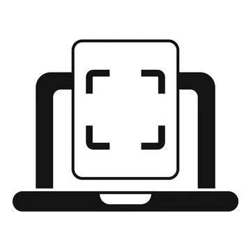 Laptop scanning object using augmented reality technology icon Illustrazione stock