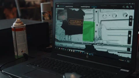 Laptop Screen as a 3D Model of a Mazda RX7 is Being Scanned. Stock Footage 132361580