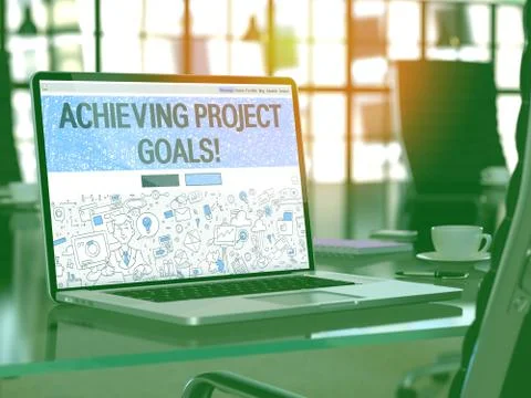 Laptop Screen with Achieving Project Goals Concept イラスト素材