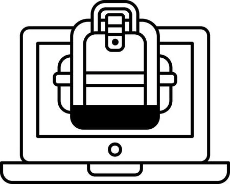 A laptop screen with a backpack on it Stock Illustration