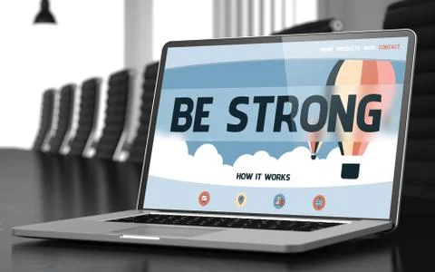 Laptop Screen with Be Strong Concept Stock Illustration