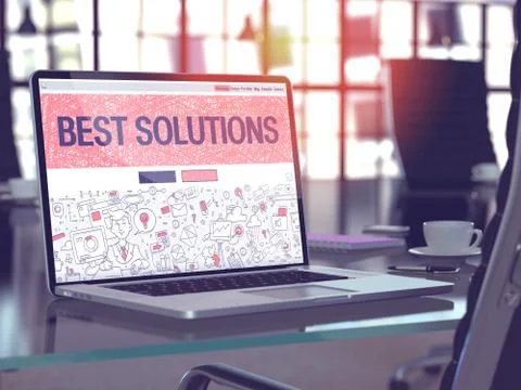 Laptop Screen with Best Solutions Concept Stock Illustration