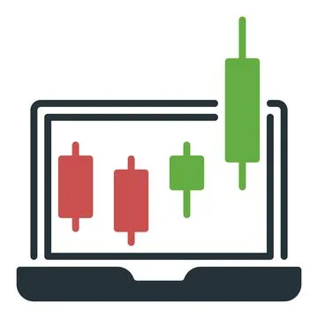 Laptop Screen with Candlestick Pattern vector Margin Trading icon or symbol 스톡 일러스트