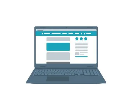 Laptop. Screen. Computer display. Flat, cartoon, vector Stock Illustration