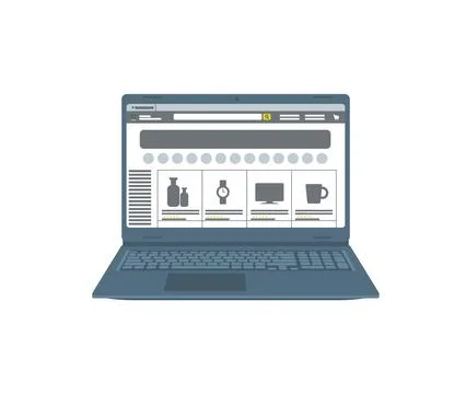 Laptop. Screen. Computer display. Flat, cartoon, vector 스톡 일러스트