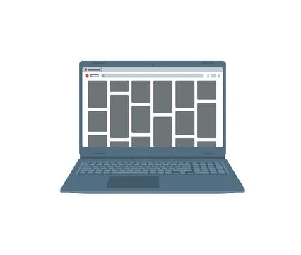 Laptop. Screen. Computer display. Flat, cartoon, vector Stock Illustration