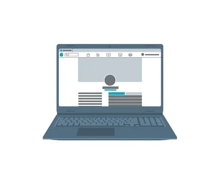 Laptop. Screen. Computer display. Flat, cartoon, vector Stock Illustration