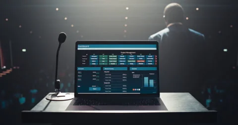 Laptop Screen at Conference Stock Footage 283432030