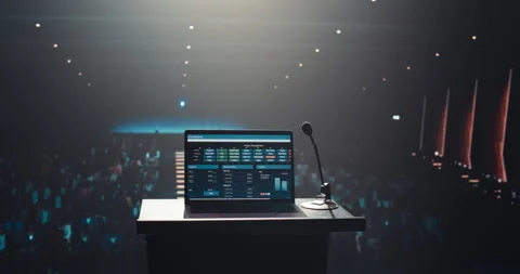 Laptop Screen at Conference Stock Footage 283432056