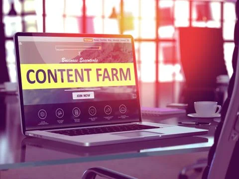 Laptop Screen with Content Farm Concept Stock Illustration