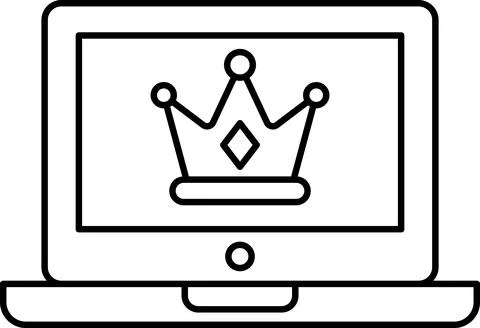 A laptop screen with a crown on it Stock Illustration