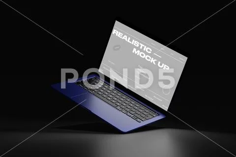 Laptop Screen Dark Background Mockup PSD Template